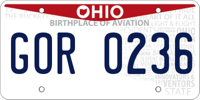 OH license plate GOR0236