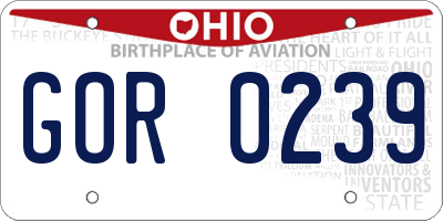 OH license plate GOR0239