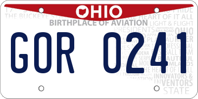 OH license plate GOR0241
