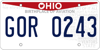 OH license plate GOR0243
