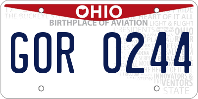 OH license plate GOR0244