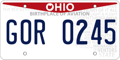 OH license plate GOR0245