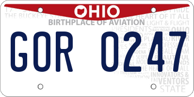 OH license plate GOR0247