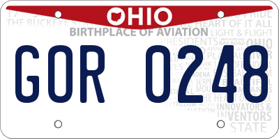 OH license plate GOR0248