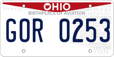OH license plate GOR0253