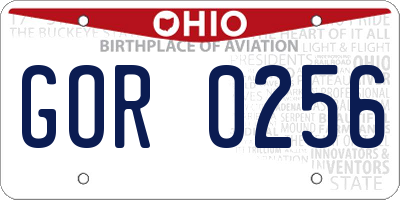OH license plate GOR0256