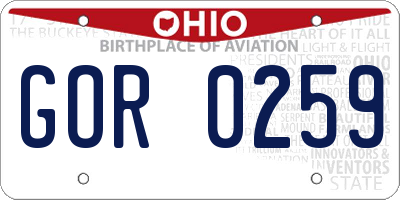 OH license plate GOR0259