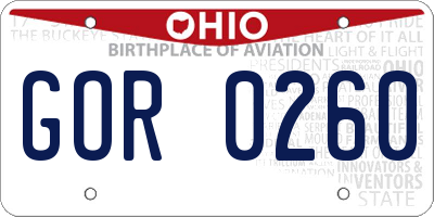 OH license plate GOR0260