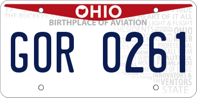 OH license plate GOR0261