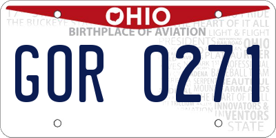 OH license plate GOR0271