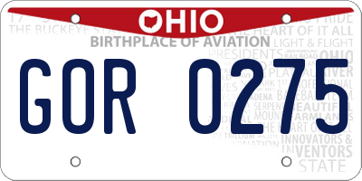 OH license plate GOR0275