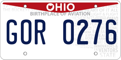 OH license plate GOR0276