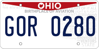 OH license plate GOR0280