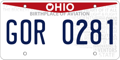 OH license plate GOR0281
