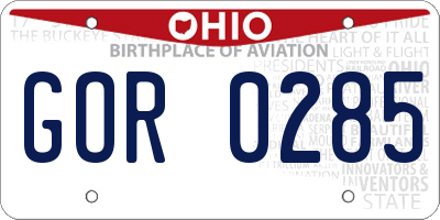OH license plate GOR0285