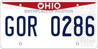 OH license plate GOR0286