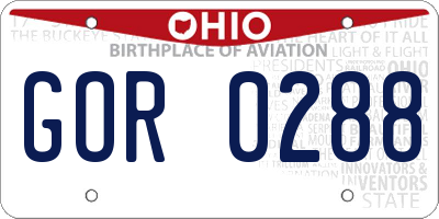 OH license plate GOR0288