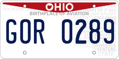 OH license plate GOR0289