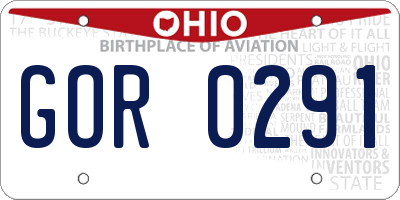 OH license plate GOR0291