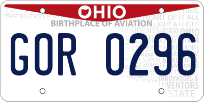 OH license plate GOR0296