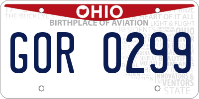 OH license plate GOR0299