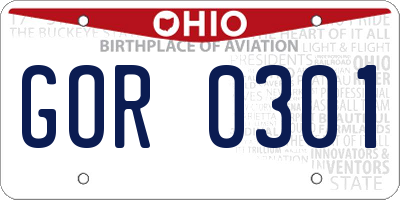OH license plate GOR0301
