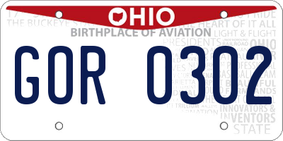 OH license plate GOR0302