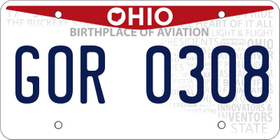 OH license plate GOR0308