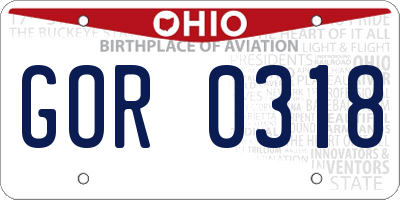 OH license plate GOR0318