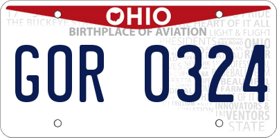 OH license plate GOR0324