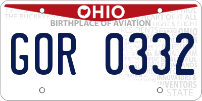 OH license plate GOR0332