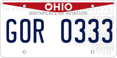 OH license plate GOR0333