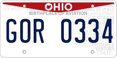 OH license plate GOR0334