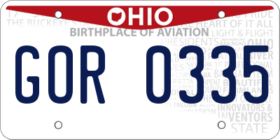 OH license plate GOR0335