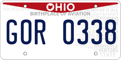 OH license plate GOR0338