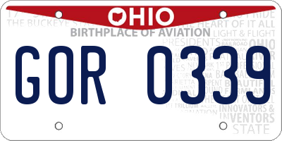 OH license plate GOR0339