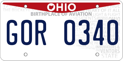 OH license plate GOR0340