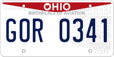 OH license plate GOR0341
