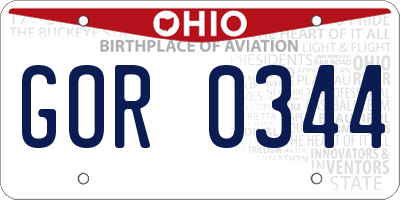 OH license plate GOR0344