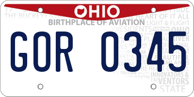 OH license plate GOR0345