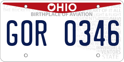 OH license plate GOR0346