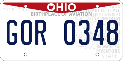 OH license plate GOR0348