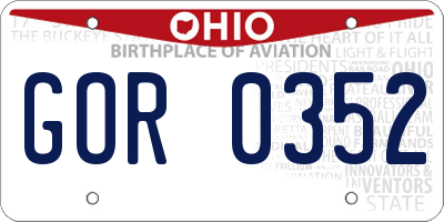 OH license plate GOR0352