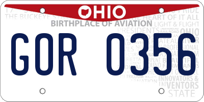 OH license plate GOR0356