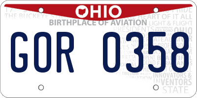 OH license plate GOR0358