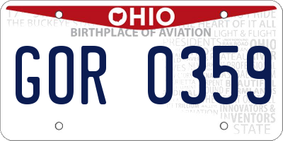 OH license plate GOR0359