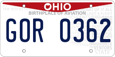OH license plate GOR0362