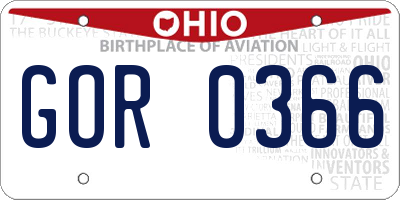 OH license plate GOR0366