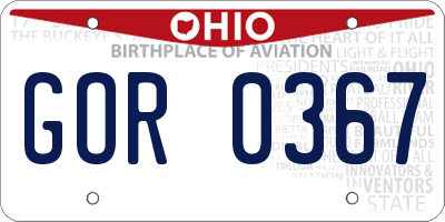 OH license plate GOR0367