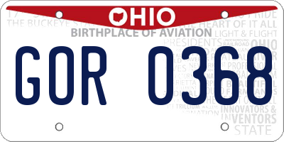 OH license plate GOR0368